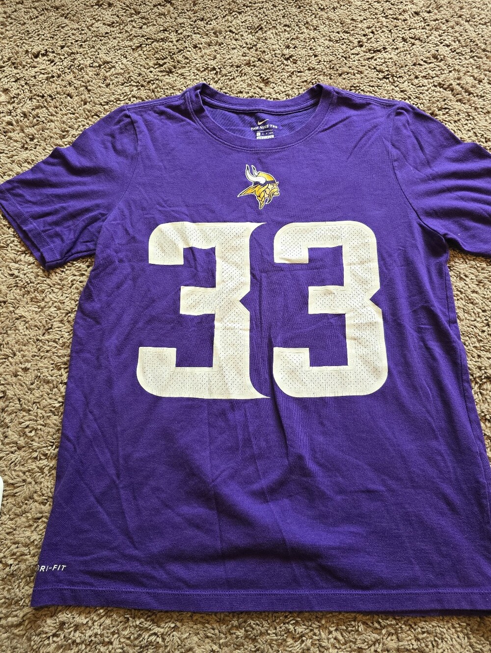 Nike Youth Large Minnesota Vikings Dalvin Cook #33 Purple Dri-FIT T-Shirt 14/16